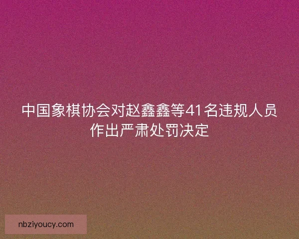 中国象棋协会对赵鑫鑫等41名违规人员作出严肃处罚决定