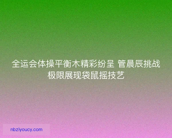 全运会体操平衡木精彩纷呈 管晨辰挑战极限展现袋鼠摇技艺
