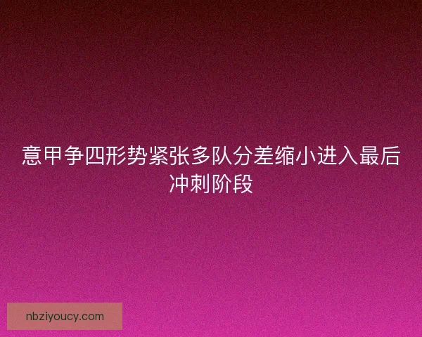 意甲争四形势紧张多队分差缩小进入最后冲刺阶段 意甲争四形势紧张多队分差缩小进入最后冲刺阶段