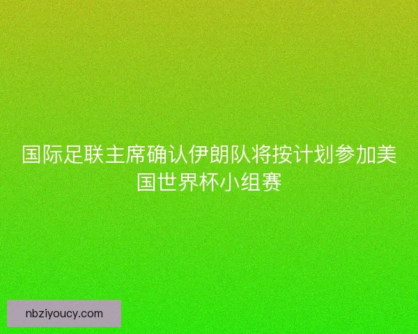 国际足联主席确认伊朗队将按计划参加美国世界杯小组赛