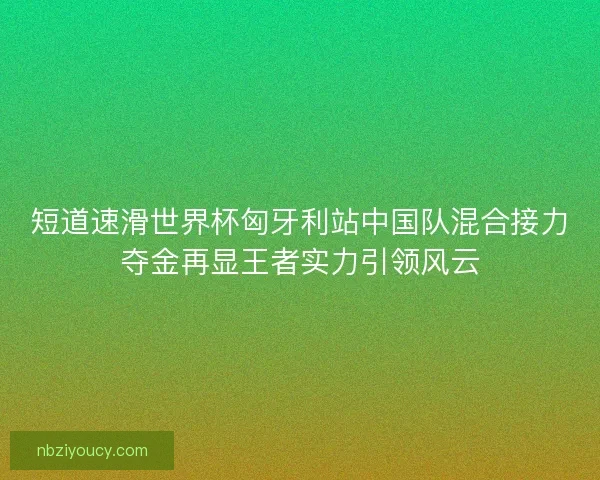 短道速滑世界杯匈牙利站中国队混合接力夺金再显王者实力引领风云